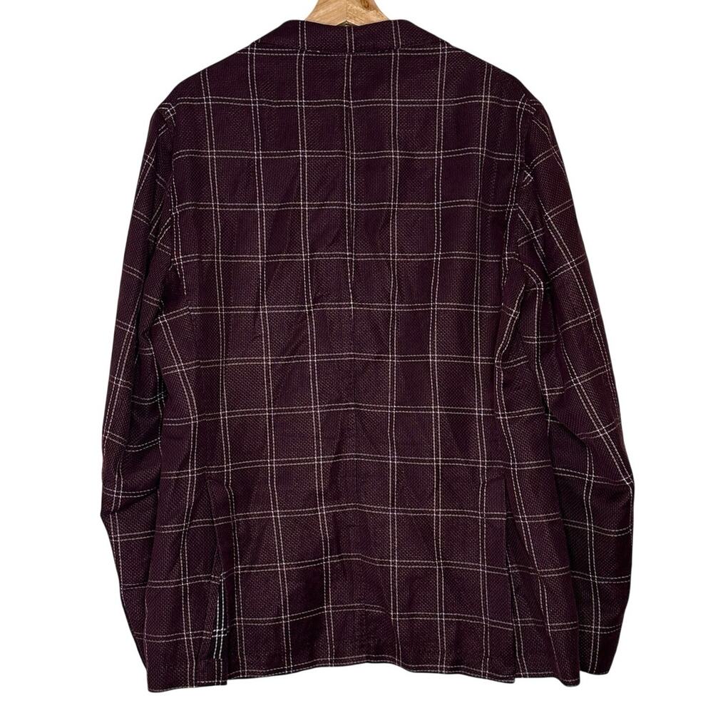 L.B.M. 1911 Tailored Burgundy Red Windowpane Blazer Jacket Size 52R - Picture 11 of 12